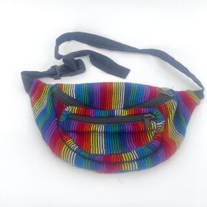 Guatamalan Colorful Striped Fanny Pack Bag Raja Boho 100% Cotton Cool Day